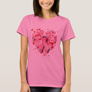 HERZEN, SCHMETTERLINGE UND ROSA BAND T-Shirt