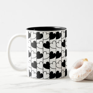 Herzen Schwarz-Weiß-Herzen-Muster Zweifarbige Tasse