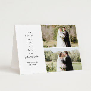 Herzen sind voll zwei Foto geklappte Hochzeit Viel Dankeskarte
