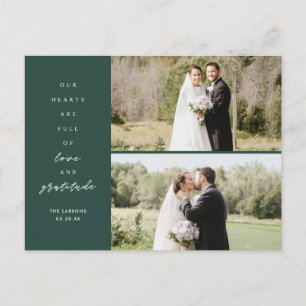 Herzen sind voll Zwei Foto Hochzeit Danke Postkarte