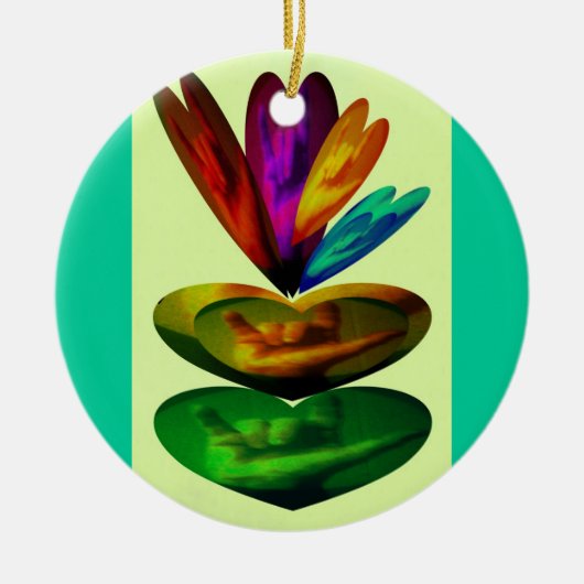 Herzen sprechen i-Liebe Sie Keramikornament (Vorne)