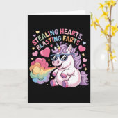 Herzen stehlen, Fürze knallen, Einhorn Valentinsta Karte (Gelbe Blume)