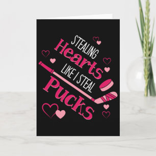 Herzen stehlen Pucks Hockey Eisbahn Valentinstag Karte