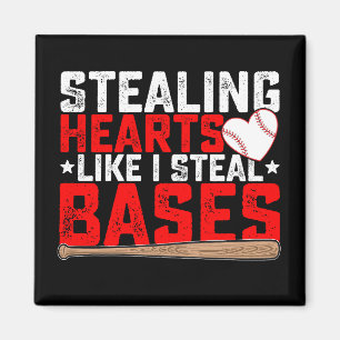 Herzen stehlen wie ich Bases stehle Baseball Magnet
