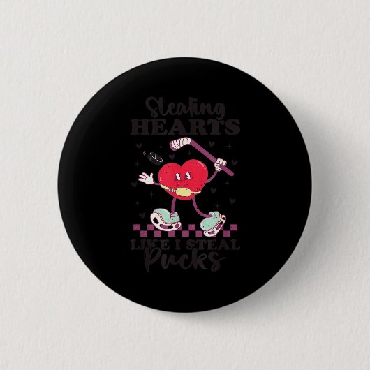 Herzen stehlen wie ich Pucks stehle Funny Valentin Button (Vorderseite)
