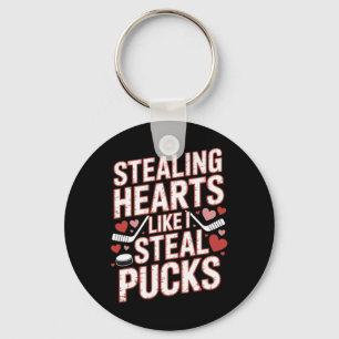 Herzen stehlen wie ich Pucks stehle Hockey Valenti Schlüsselanhänger