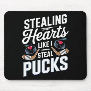 Herzen stehlen wie ich Pucks stehle Valentins Hock Mousepad