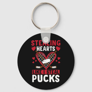 Herzen stehlen wie ich Pucks stehle Valentinstag Schlüsselanhänger