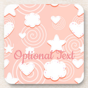 Herzen, Sterne und Wirbel aus rosa Brise Getränkeuntersetzer