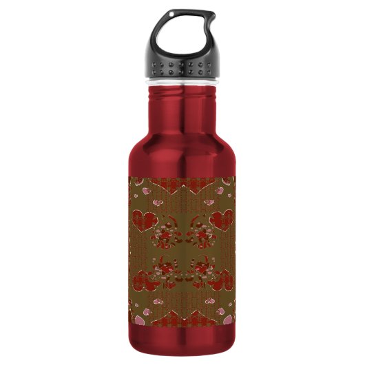 Herzen Tassenblumen Edelstahlflasche (Vorderseite)