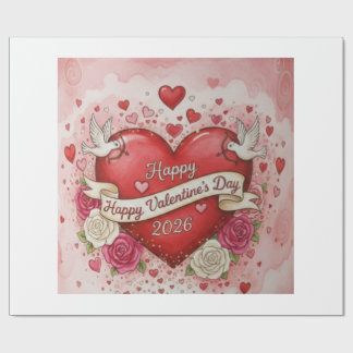 Herzen & Tauben - Valentinstag 2026 Design Geschenkpapier