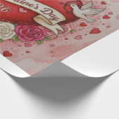 Herzen & Tauben - Valentinstag 2026 Design Geschenkpapier (Ecke)