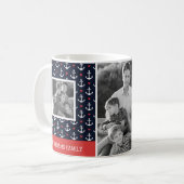 Herzen u. des Anker-Muster-| Monogramm Kaffeetasse (Vorderseite Links)