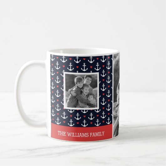 Herzen u. des Anker-Muster-| Monogramm Kaffeetasse (Links)