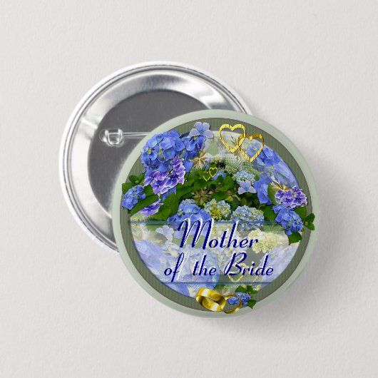 HERZEN u. HYDRANGEAS ~ Hochzeits-Knopf/Button Button (Vorne & Hinten)