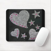 Herzen u. Sterne Bling Mausunterlage Mousepad (Mit Mouse)