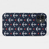 Herzen und Anker-Muster Case-Mate iPhone Hülle (Rückseite (Horizontal))