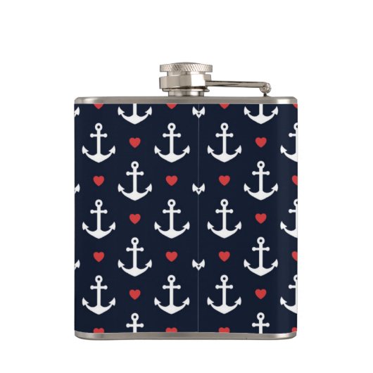 Herzen und Anker-Muster Flachmann (Rückseite)