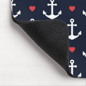 Herzen und Anker-Muster Mousepad (Ecke)