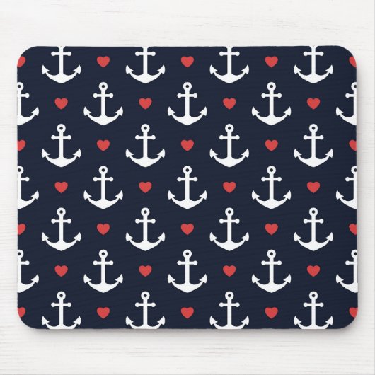 Herzen und Anker-Muster Mousepad (Vorne)