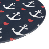 Herzen und Anker-Muster Schneidebrett (Ecke)