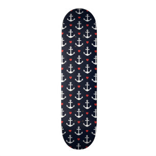 Herzen und Anker-Muster Skateboard