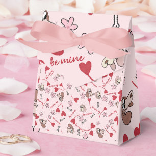 Herzen und Basset-Hunde Musterdesign Geschenkschachtel