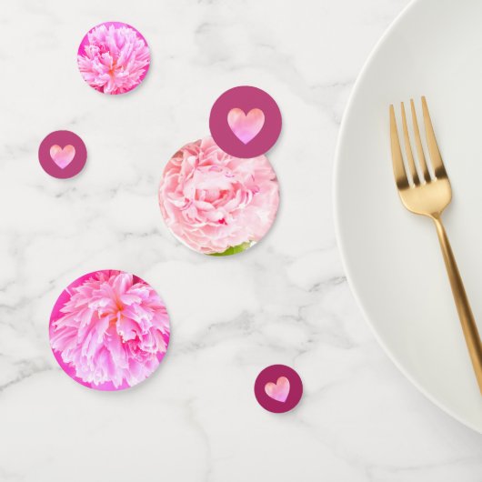 Herzen und Blume auf Rose Gold Konfetti (Gruppe)