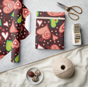 Herzen und Blume Geschenkpapier