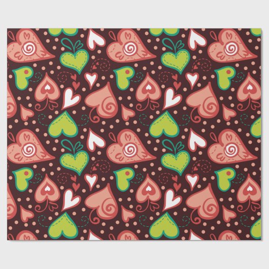 Herzen und Blume Geschenkpapier (Flach)