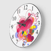 Herzen und Blume Große Wanduhr (Winkel)