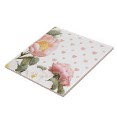 Herzen und Blume in hübschem Pastellrosa Fliese (Seite)