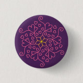 Herzen und Blume Mandala Inspiriert Button (Vorderseite)
