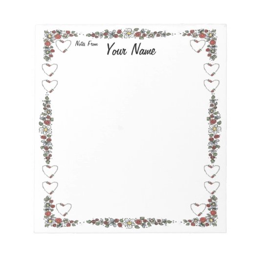 Herzen und Blume Notizblock (Vorderseite)