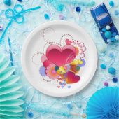Herzen und Blume Pappteller (Party)
