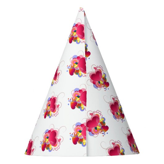 Herzen und Blume Partyhütchen (Rückseite)