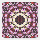 HERZEN UND BLUME QUADRATISCHER AUFKLEBER (Vorderseite)