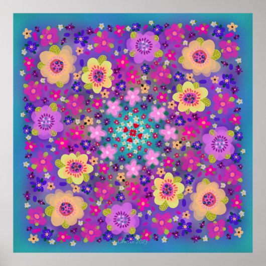 Herzen und Blume Schöne Poster (Vorne)