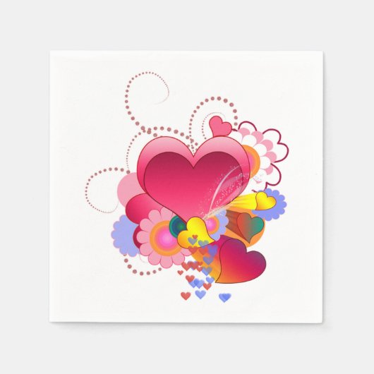Herzen und Blume Serviette (Vorderseite)