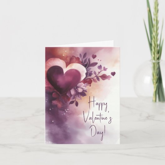 Herzen und Blume Valentinins Gruß Karte (Vorderseite)