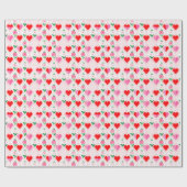 Herzen und Blumen auf Diamant-Valentin Geschenkpapier (Flach)