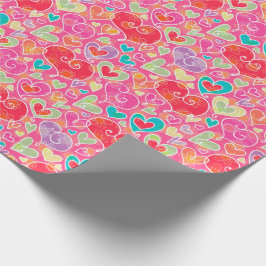 Herzen und -Blumen des Valentines Tages Geschenkpapier