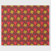 Herzen und Blumen Geschenkpapier (Flach)