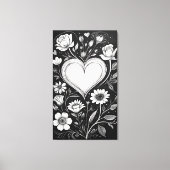 Herzen und Blumen Leinwanddruck (Vorderseite)
