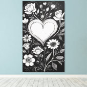 Herzen und Blumen Leinwanddruck (Insitu (Holzboden))