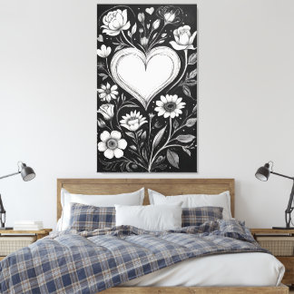 Herzen und Blumen Leinwanddruck