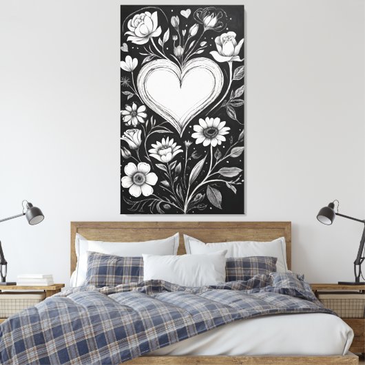 Herzen und Blumen Leinwanddruck (Insitu (Schlafzimmer))