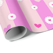 Herzen und Blumenstreifen Geschenkpapier (Rolleneckpunkt)