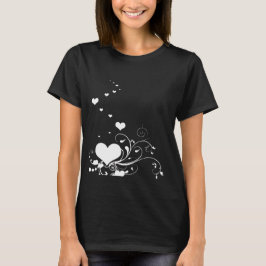 Herzen und elegante, lockige Schnörkel Minimal T-Shirt