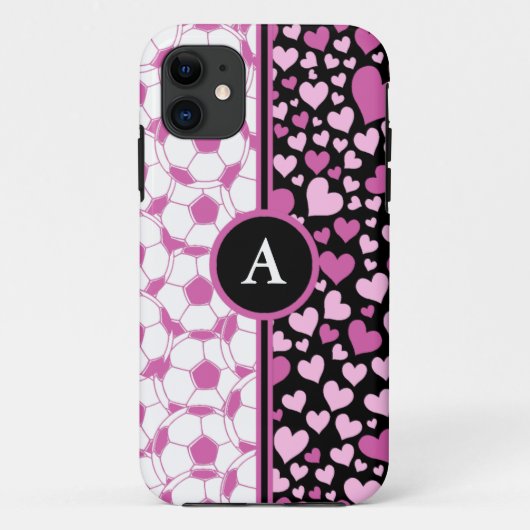 Herzen und Fußball Case-Mate iPhone Hülle (Rückseite)